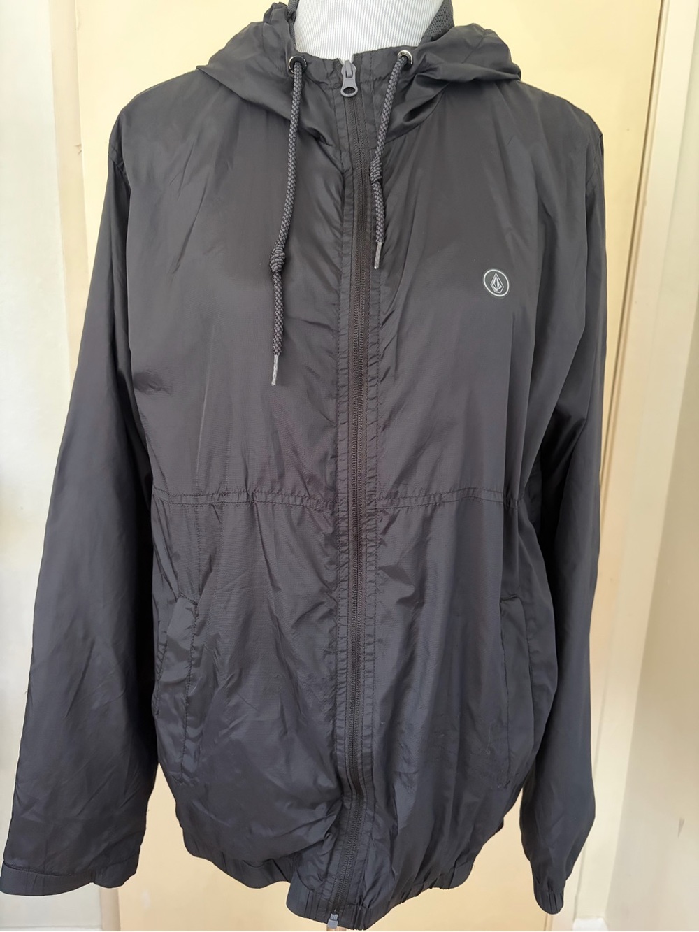 Volcom Men's Charcoal Hooded Windbreaker Jacket